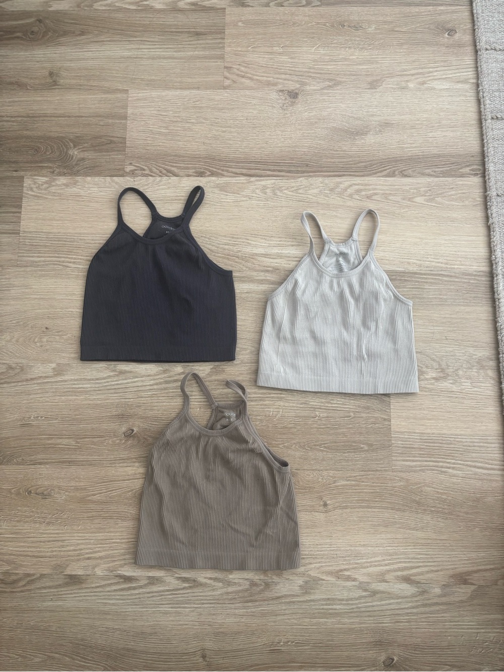 Ribbed Racerback Crop Tank - Black, Light Gray, Taupe